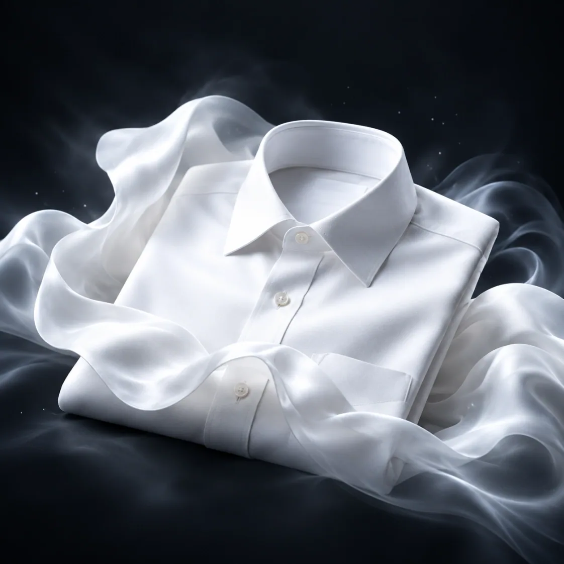 Fresh white shirt with flowing fabric